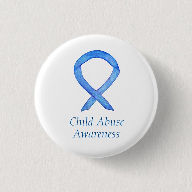 Kindermissbrauch Blue Awareness Ribbon Custom Butt Button (Vorderseite)