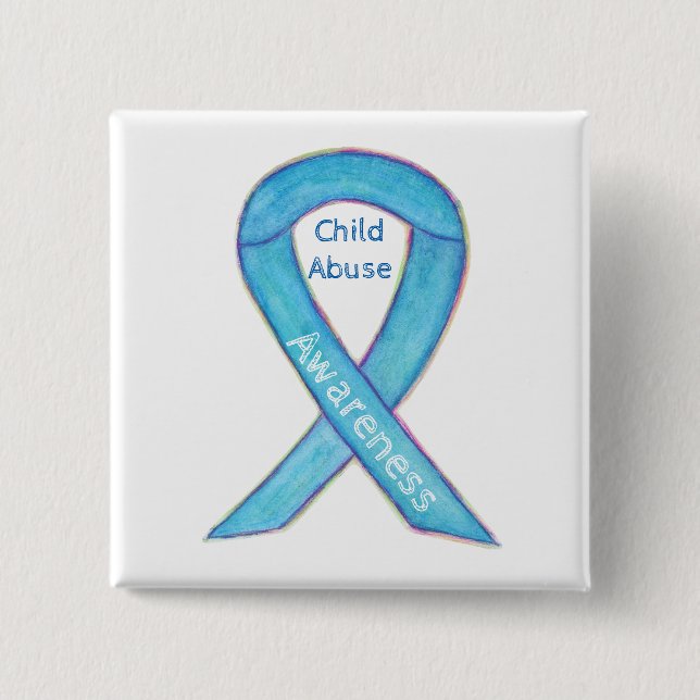Kindermissbrauch Blue Awareness Ribbon Custom Butt Button (Vorderseite)