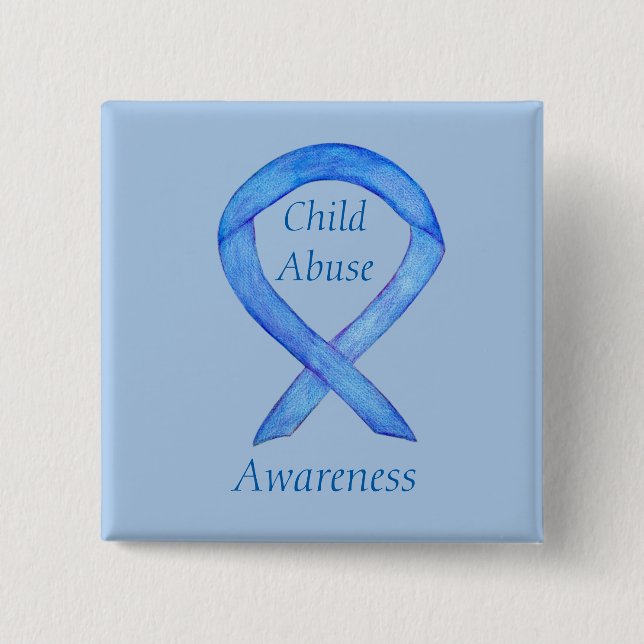 Kindermissbrauch Blue Awareness Ribbon Custom Butt Button (Vorderseite)
