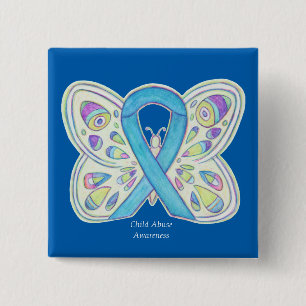 Kindermissbrauch Schmetterlingsbewusstsein Ribbon  Button