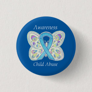 Kindermissbrauch Schmetterlingsbewusstsein Ribbon  Button