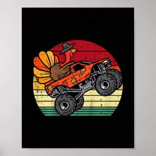 Kindermonster LKW Truthahn Sonnenuntergang Retro T Poster