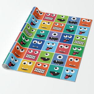 Kindermonster-Muster-Monster stellt buntes Geschenkpapier