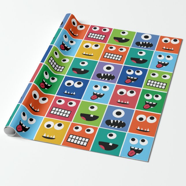 Kindermonster-Muster-Monster stellt buntes Geschenkpapier (Ungerollt)