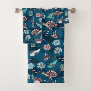 Kindermuster von Ocean Friends Badhandtuch Set