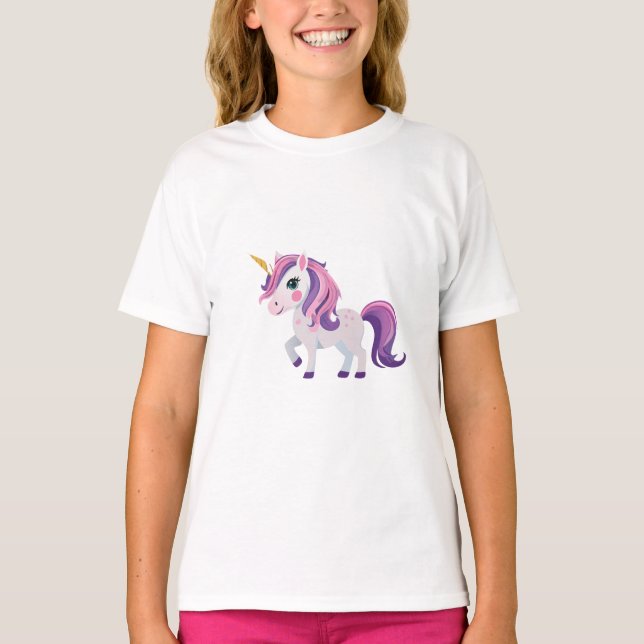 Kindern T-Shirt mit einem Einhorn-Muster (Vorderseite)