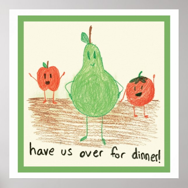 Kindernahrungsmittel-Kunst, Grün Poster (Vorne)