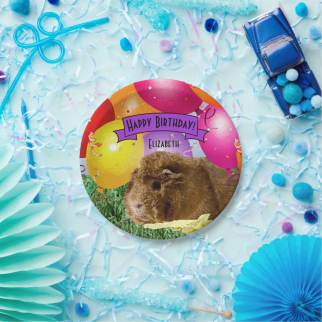 Kindername Geburtstags-Guinea Schweinefilet Party  Pappteller (Party)