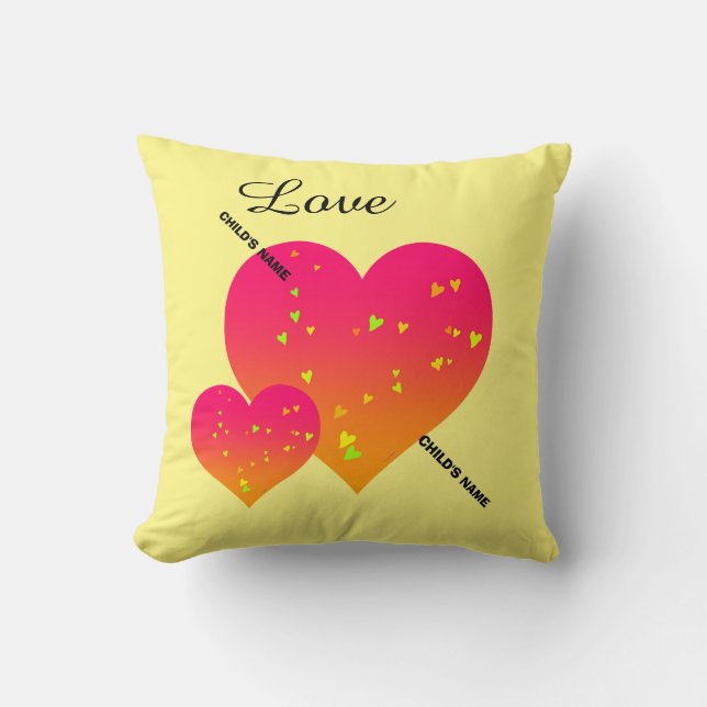 KINDERNAME Personalisierte HERZEN Kissen Kissen Ki (Vorderseite)