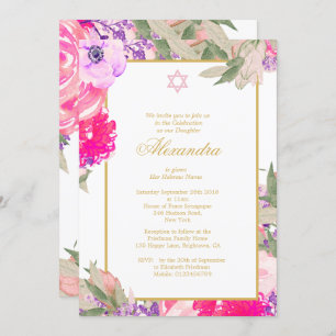 Kindernamenszeremonie Hebrew Girl Gold Einladung