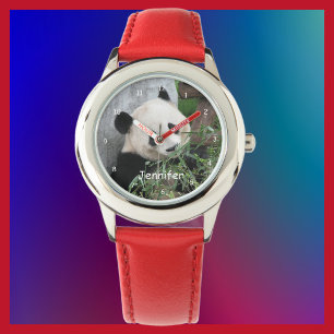 KinderPanda-Uhr, roter Bügel Armbanduhr