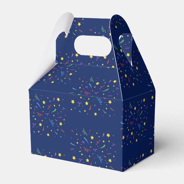 Kinderparty Blue Confetti Geschenkschachtel (Vorderseite)