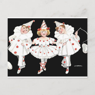 Kinderparty-Kostüm Clown Pierrot Junge Mädchen Einladungspostkarte