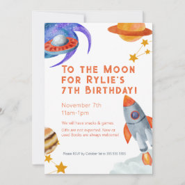 Kinderparty lädt zum Thema "Weltraum" ein Einladung