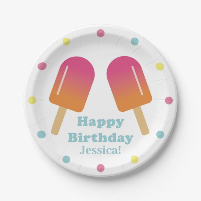 Kinderpastel Ice Pop Geburtstagsparty Plate Pappteller (Vorderseite)