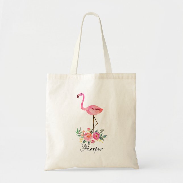 Kinderpersonalisierte Flamingo-Taschen-Tasche Tragetasche (Vorne)