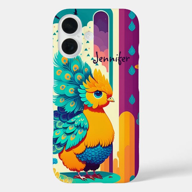 Kinderpfauendesign mit individuelle Name Case-Mate iPhone Hülle (Rückseite)
