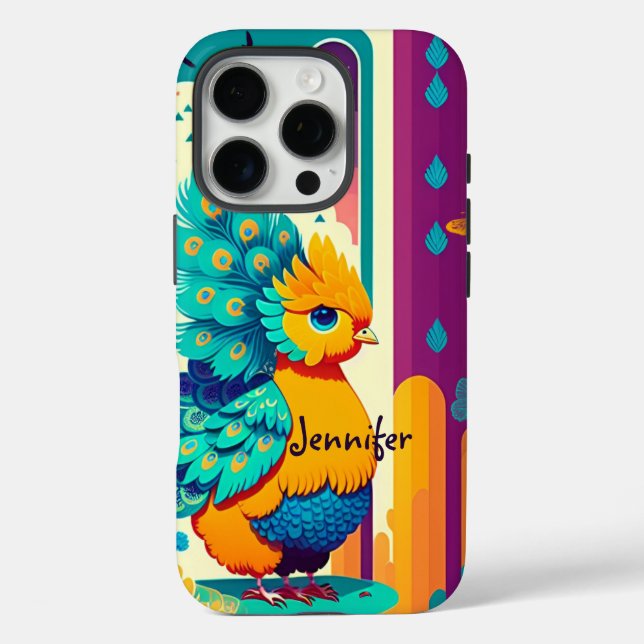 Kinderpfauendesign mit individuelle Name Case-Mate iPhone Hülle (Rückseite)