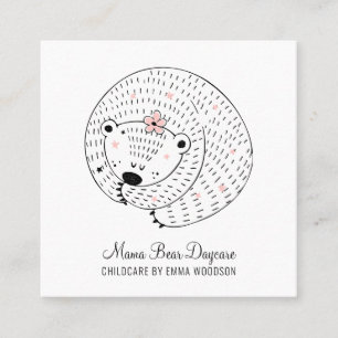 Kinderpflege Daycare Mama Bear Business Card Quadratische Visitenkarte