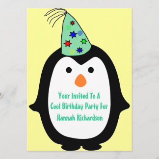 Kinderpinguin in Party Hat Geburtstagspartei Einladung