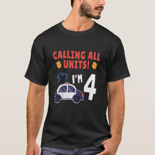 Kinderpolizei Auto 4. Geburtstag 4 Jahre alt Gebur T-Shirt