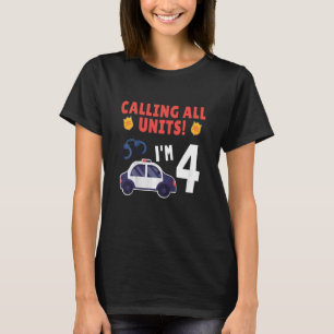 Kinderpolizei Auto 4. Geburtstag 4 Jahre alt Gebur T-Shirt