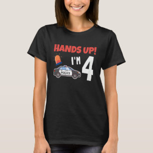 Kinderpolizei Auto 4. Geburtstag 4 Jahre alt Gebur T-Shirt