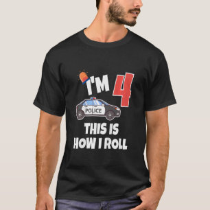 Kinderpolizei Auto 4. Geburtstag 4 Jahre alt Gebur T-Shirt