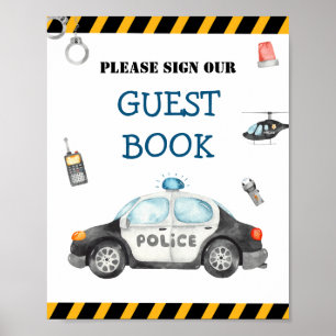 Kinderpolizei Geburtstagspartei Gast Book Sign Poster