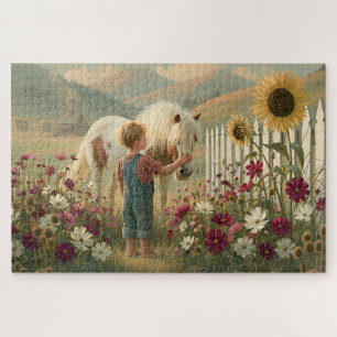 Kinderpony Wildblumen Berge Wiese Puzzle