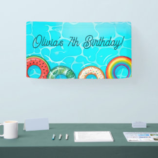 Kinderpoolparty - Farbige Schwimmringe Banner