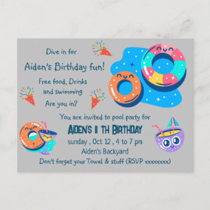 Kinderpoolparty Geburtstag Postkarte