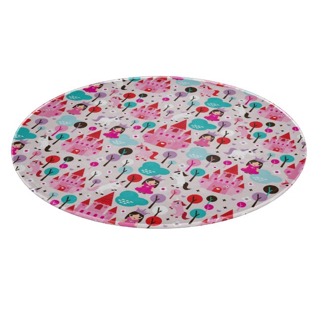 Kinderprinzessinschloss und -Einhorn Schneidebrett (Ecke)