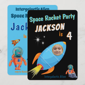 Kinderraumrakete zum Geburtstag Einladung