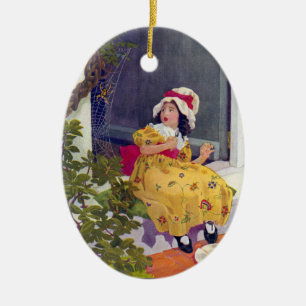 Kinderreim Little Miss Muffet Keramik Ornament