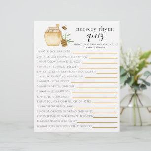 Kinderreim-Quiz Baby Shower-Spiel Bienen-Thema