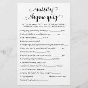 Kinderreim-Quiz Baby Shower-Spiel mit Antworten
