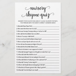 Kinderreim-Quiz Baby Shower-Spiel mit Antworten