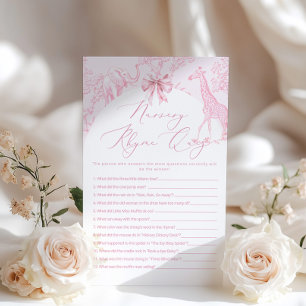 Kinderreim-Quiz Toile Safari Babyshower-Spiel