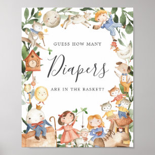 Kinderreime Baby Shower Rate Wie Viele Windeln Poster