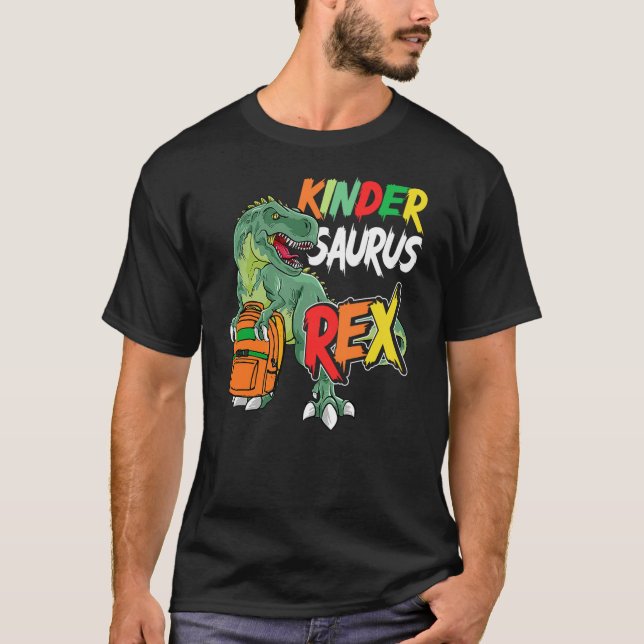 Kindersaurus Rex Dinosaur Kindergarten Back to Sch T-Shirt (Vorderseite)