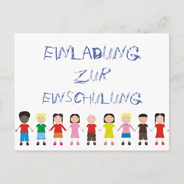 KinderSchicksal auf einer Einladung zur Einschulun Postkarte (Vorderseite)
