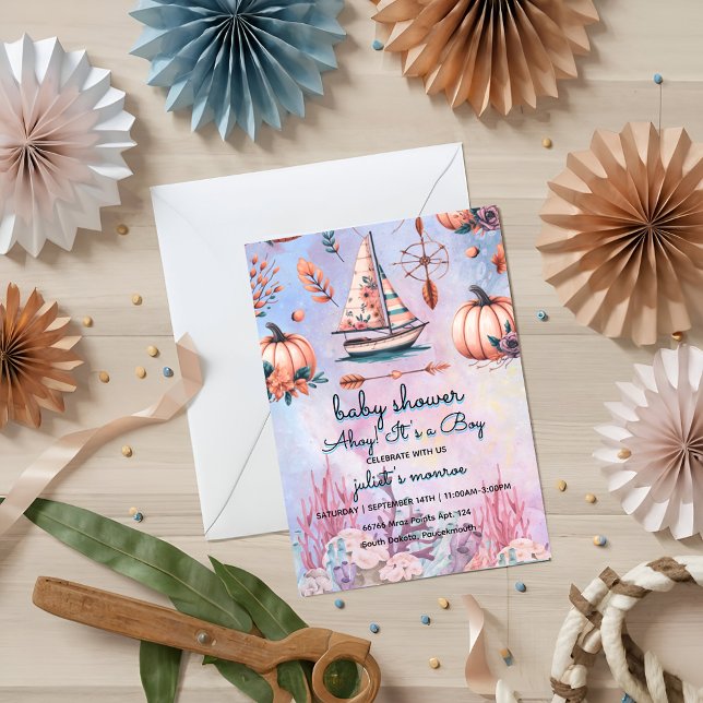 Kinderschiff mit Seemannsschiff Nautical Baby Show Einladung (Von Creator hochgeladen)
