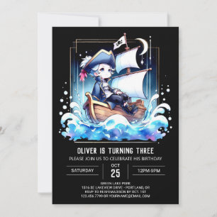 Kinderschiff Pirate zum Geburtstag Einladung