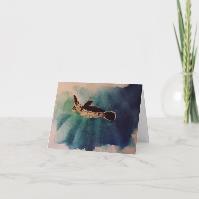 Kinderschildkröte in Oberflächenwasserfarbe Karte (Vorderseite)