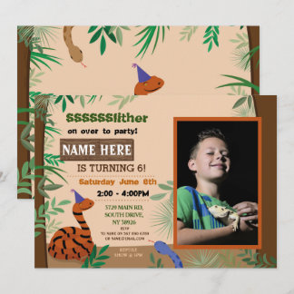 Kinderschlange Geburtstagsparty Reptile Foto Einladung