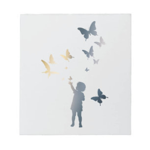 Kinderschmetterling - Happy Life Illustration Silh Notizblock