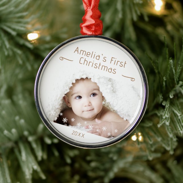 Kinderschneeflocken Foto Keepake Ornament Aus Metall (Baum)