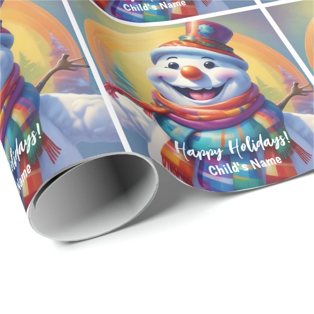 Kinderschneemann Personalisiertes Geschenk Wrap HA Geschenkpapier (Rolleneckpunkt)