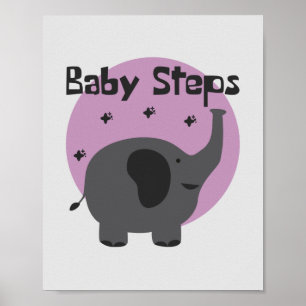 Kinderschritte Kawaii niedlicher Babyelefant grau  Poster